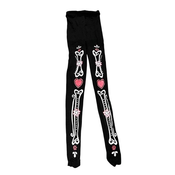 Skeleton Dress Mask Leggings Arm Sleeves Día de los Muertos 6 Piece Costume SM - Picture 6 of 7